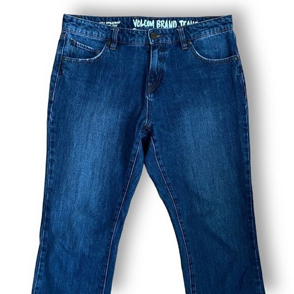 Volcom Womens 1991 Straight Jeans Sz 31 Blue No Stretch Denim Slim Ankle Fit - Picture 4 of 12